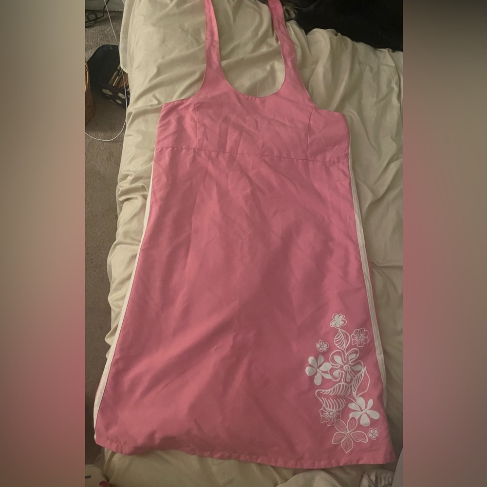 Vintage pink mini dress, no tags, handmade, Barbie core, sporty